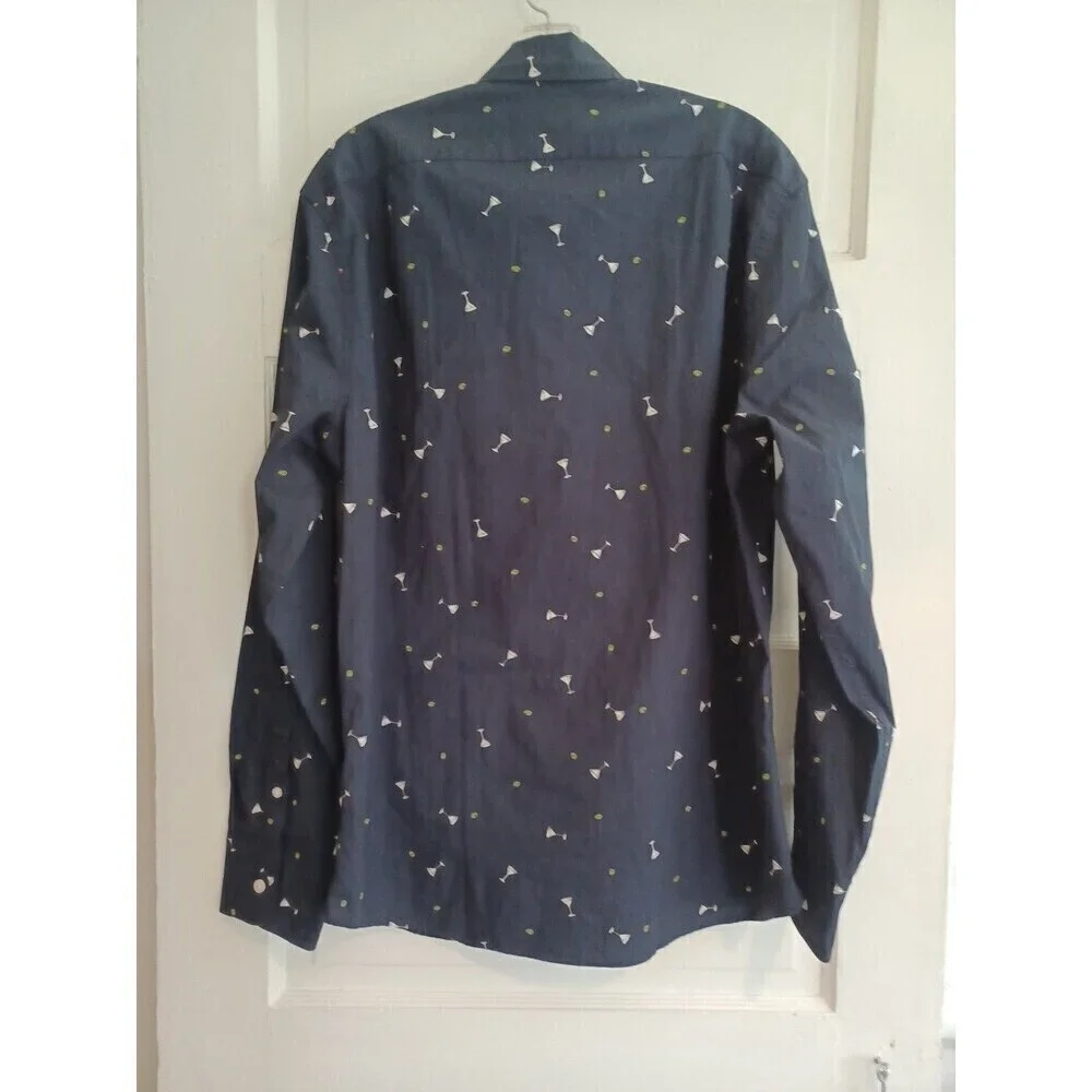 J. Crew buttondown shirt mens L martini glass olives cocktail bartender party